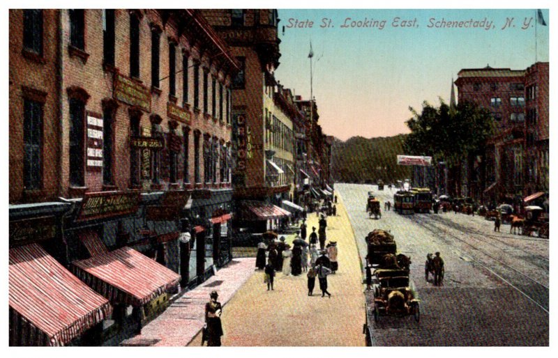 New York  Schenectady  State Street looking East , Trolley