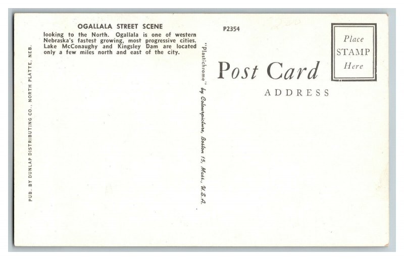 Postcard NE Ogallala Nebraska Street Scene Old Cars Vintage Standard