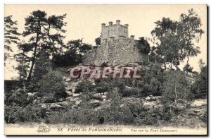 Old Postcard Chateau Foret Fontainebleau Tower View Denecourt