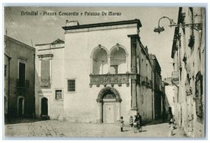 c1940's Concord Square and March Palace Brindisi Italy Unposted Antique Postcard