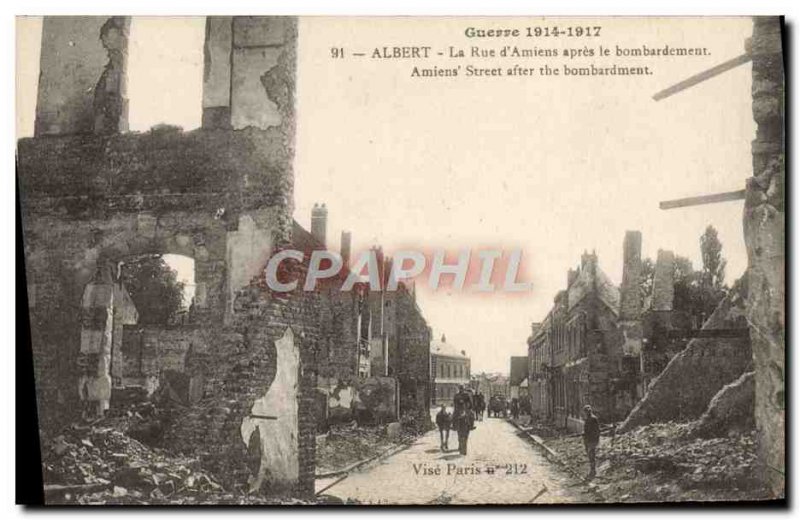 Old Postcard Albert La Rue d & # 39Amiens After Bombing Army