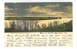 MA - Springfield. Connecticut River Sunset ca 1906