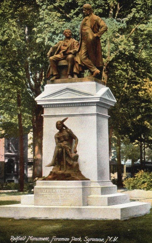 Vintage Postcard 1910's Redfield Monument Foreman Park Statue Syracuse New York