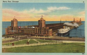 Chicago Illinois, Navy Pier Modern Docks & Steamship Facility, Vintage Postcard