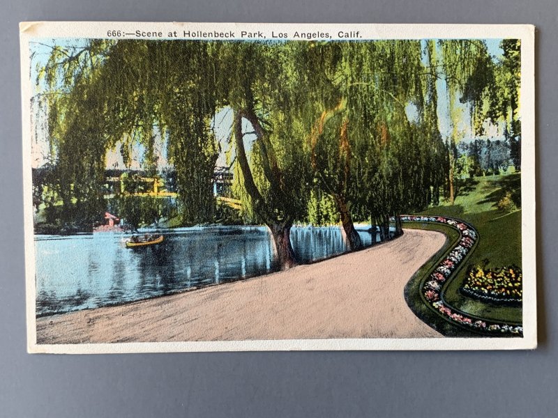 Hollenbeck Park Los Angeles CA Litho Postcard A11498083629