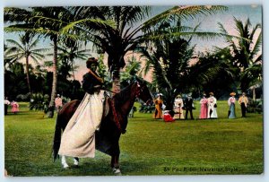1900 Honolulu Hawaii Vintage Postcard Pau Rider Hawaiian Style Private Mailing