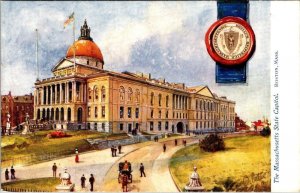 Boston, MA Massachusetts  STATE CAPITOL  ca1910's Raphael Tuck OILETTE Postcard