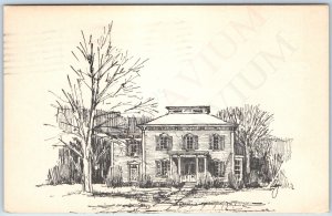 c1970s Mt. Pleasant, IA Harlan Home Sketched Art Postcard Wm. J Wagner Vtg A262