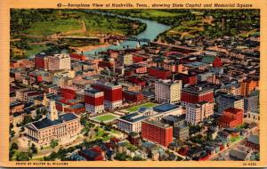 Tennessee Nashville Aeroplane View Showing State Capitol and Memorial Square ...