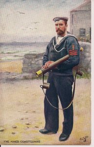 Royal Coastguards, Handsome Bearded Sailor with Large Telescope, UK Tuck, 1910's