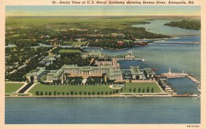 Vintage Postcard 1920's U.S. Naval Academy Severn River Annapolis Maryland MD