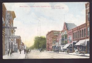 FOND DU LAC WISCONSIN DOWNTOWN MAIN STREET SCENE ANTIQUE VINTAGE POSTCARD