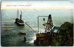 c1910s Paauhau, HI Loading Sugar Steamship Crane Boat Ship Hawaii Territory A188