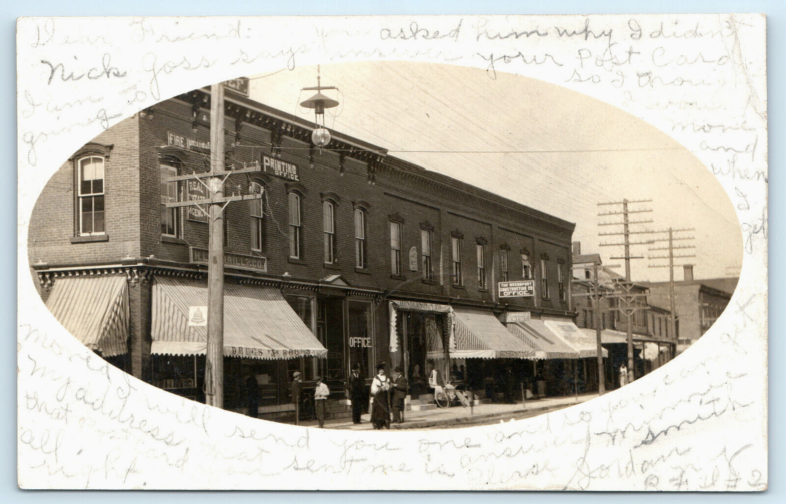 Weedsport NY RPPC Seneca Street Dentist Drug Store Printing Office