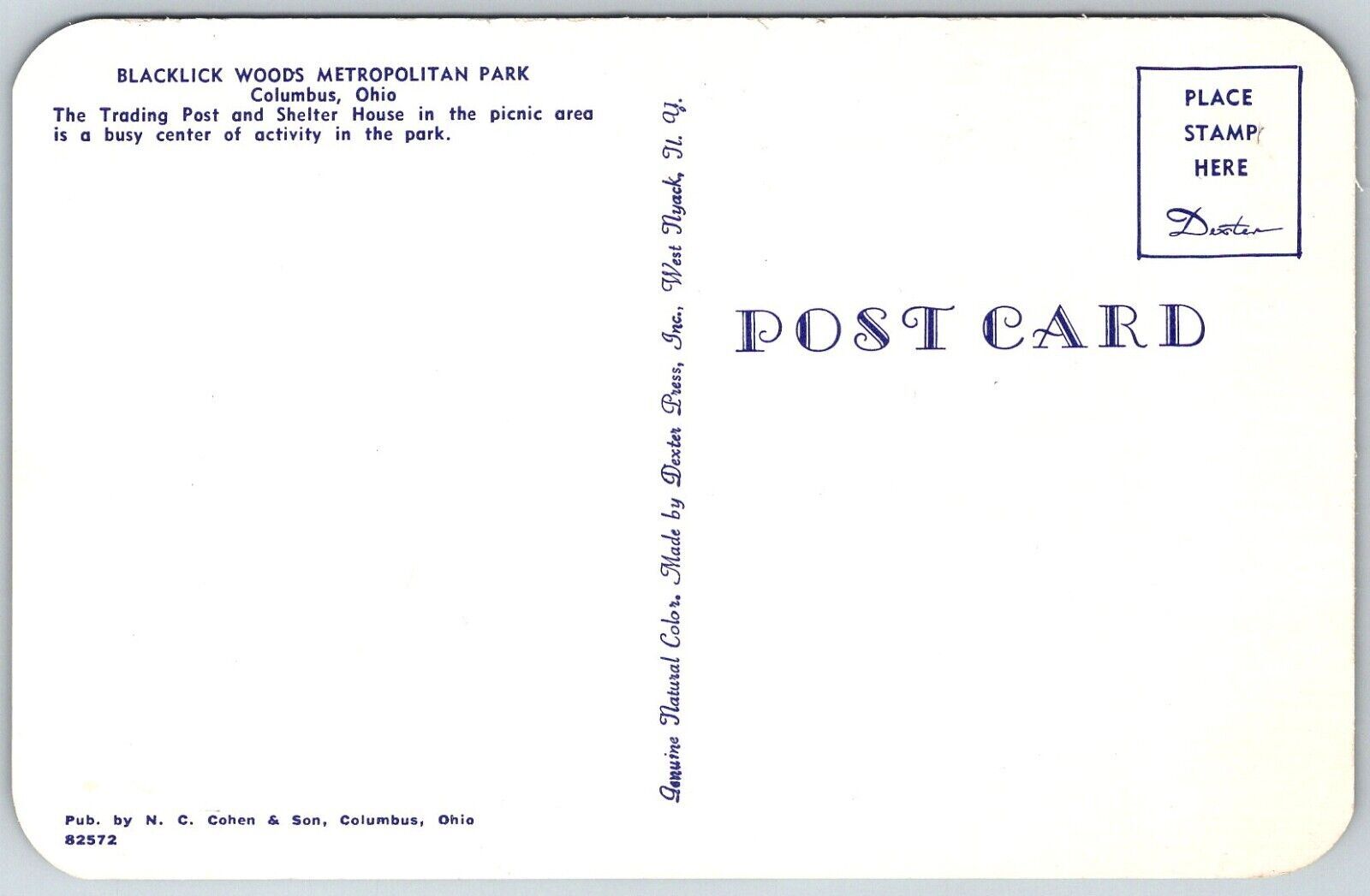 Columbus Ohio 1960s Postcard Blacklick Woods Metro Park Trading Post