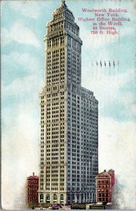 postcard NY - Woolworth Building  - NYC and Rock Island IL postmarks