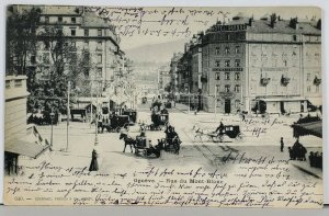 Switzerland Geneva Rue du Mont Blanc 1903 Clarens to West Hampstead Postcard K18