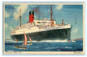 1939 Cunard White Star Steamship Ship Mail Nassau Bahamas Vintage Postcard 