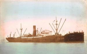 Carperby Cargo Steam Ship Tinted Real Photo RPPC Postcard