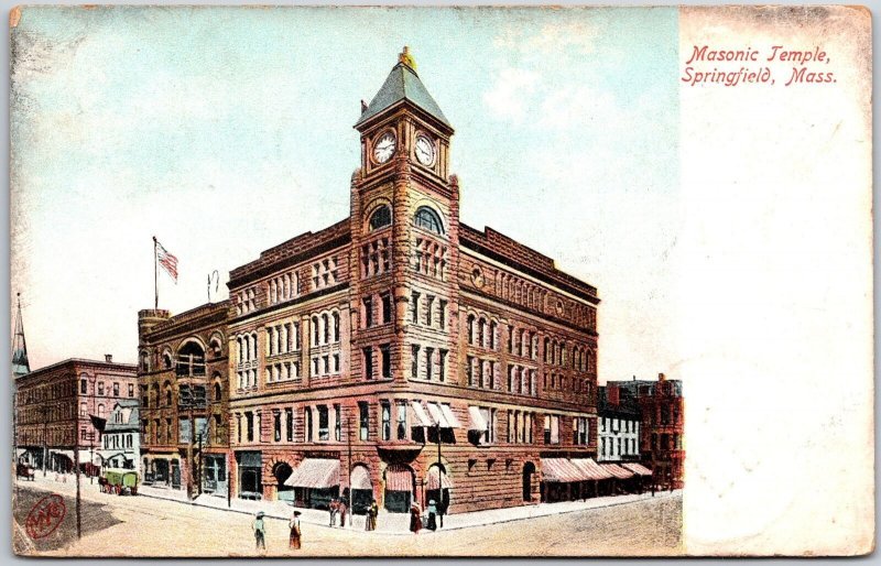 1907 Masonic Temple Springfield Massachusetts MA Street View Posted Postcard