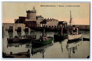 Saint Jean De Luz Socoa Le Fort Et Le Port Steamer Ship Boat France Postcard