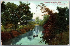 Postcard Fort William ONT 1908 Scene on McKellar River Scenic View by Stedman