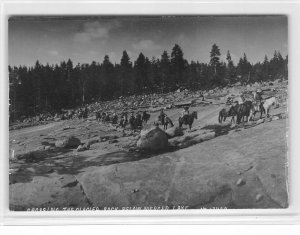 RPPC Crossing Glacier Rock Below Merced Lake, CA Yosemite 1910s Vintage Postcard