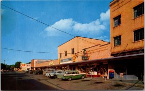 Postcard WV White Sulphur Springs main Street Cars Shell Gas Station