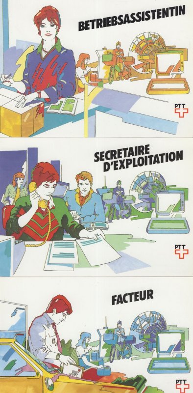 Secretary Office Exploitation Strange French Telegram 3x Postcard s