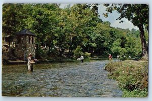 c1960 Lebanon Missouri Postcard Measuring Station Hole Bennett Spring State Park
