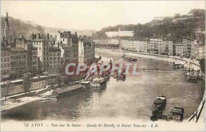 Postcard Old Lyon View Saone Quays Bondy and Saint Vincent