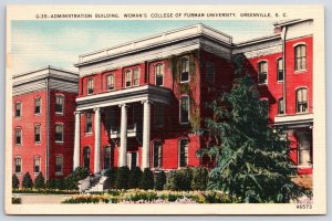 Vintage Postcard Administration Building Woman's College of Furman University SC