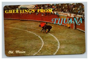 Vintage 1971 Postcard Greetings From Tijuana Mexico - Bull Fighter Red Cape