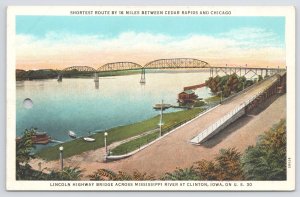 Shortest Route~16 Miles Less Btwn Cedar Rapids & Chicago~Lincoln Hwy Bridge~Vtg