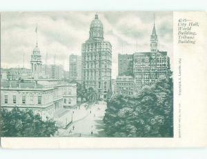 Unused Pre-1907 CITY HALL AND WORLD BUILDING New York City NY n5526