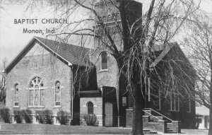 Monon Indiana Baptist Church Real Photo Vintage Postcard AA61323