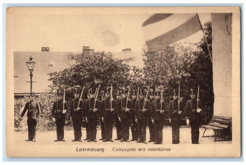 c1920's Army with Weapons Company of Volunteers Luxembourg Unposted Postcard
