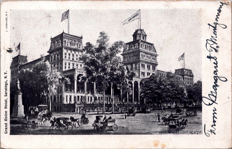 Grand Union Hotel Saratoga New York Vintage Postcard C043
