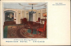 Chicago IL Morrison Hotel Private Dining Room c1910 Postcard