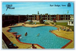 c1960's Starlite Village Swimming Pool Cars Fort Dodge Iowa Vintage Postcard