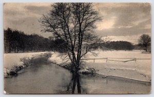 Buffalo NY PM* Reflection of Winter Tree in Creek Between 2 Snowbanks~Rotograph
