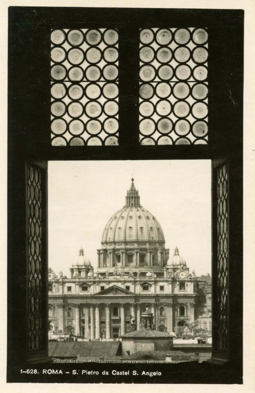 Italy - Rome.   St Peter's from Castle of St Angelo    RPPC