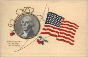 George Washington Patriotic American Flag FINE QUALITY Embossed Litho Postcard