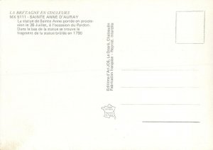 Religion Saint Anne d'Auray statue portee en procession Postcard