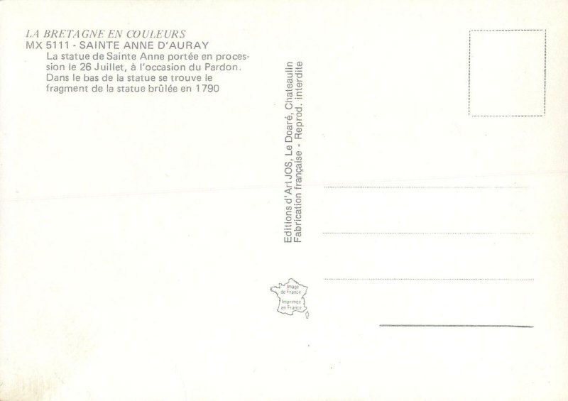 Religion Saint Anne d'Auray statue portee en procession Postcard