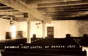 Pawnee, Kansas - RPPC - Interior of First Capitol of Kansas - c1940