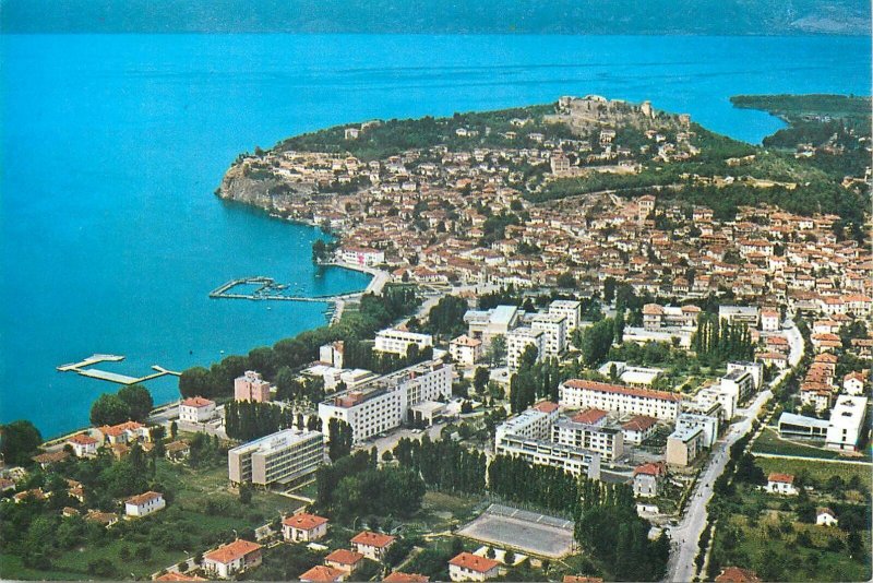 Postcard North Macedonia Ohrid aerial view