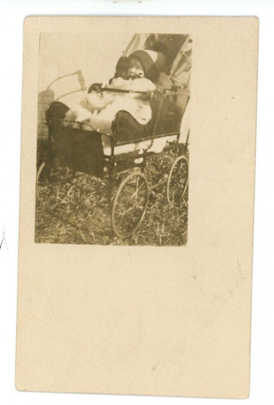 Children - Baby in Carriage    ca 1910 RPPC