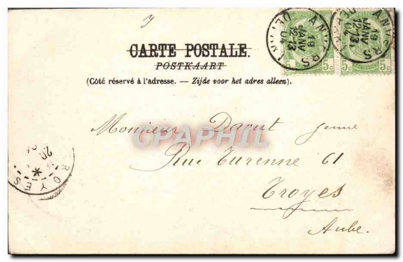 Old Postcard Antwerp The Library