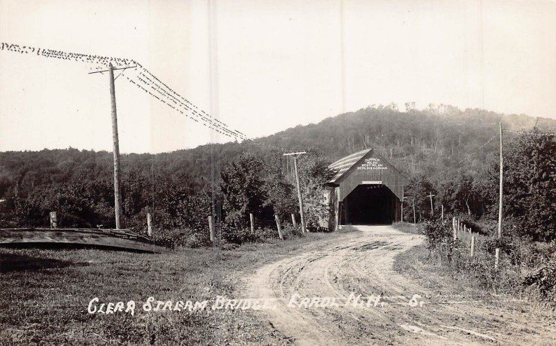 ERROL NH~CLEAR STREAM COVERED-DIRECTION SIGNS ON BRIDGE-REGULAR POSTCARD SIZE 